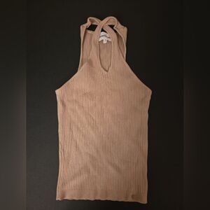 Heartloom Beige Ribbed Halter Tank Top Size M